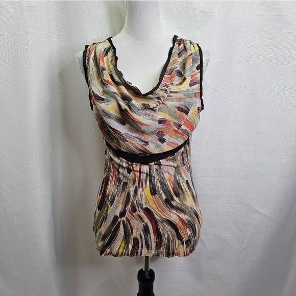 Anthropologie Deletta Abstract Draped Neck Sleeveless Top Size Small - Picture 1 of 9